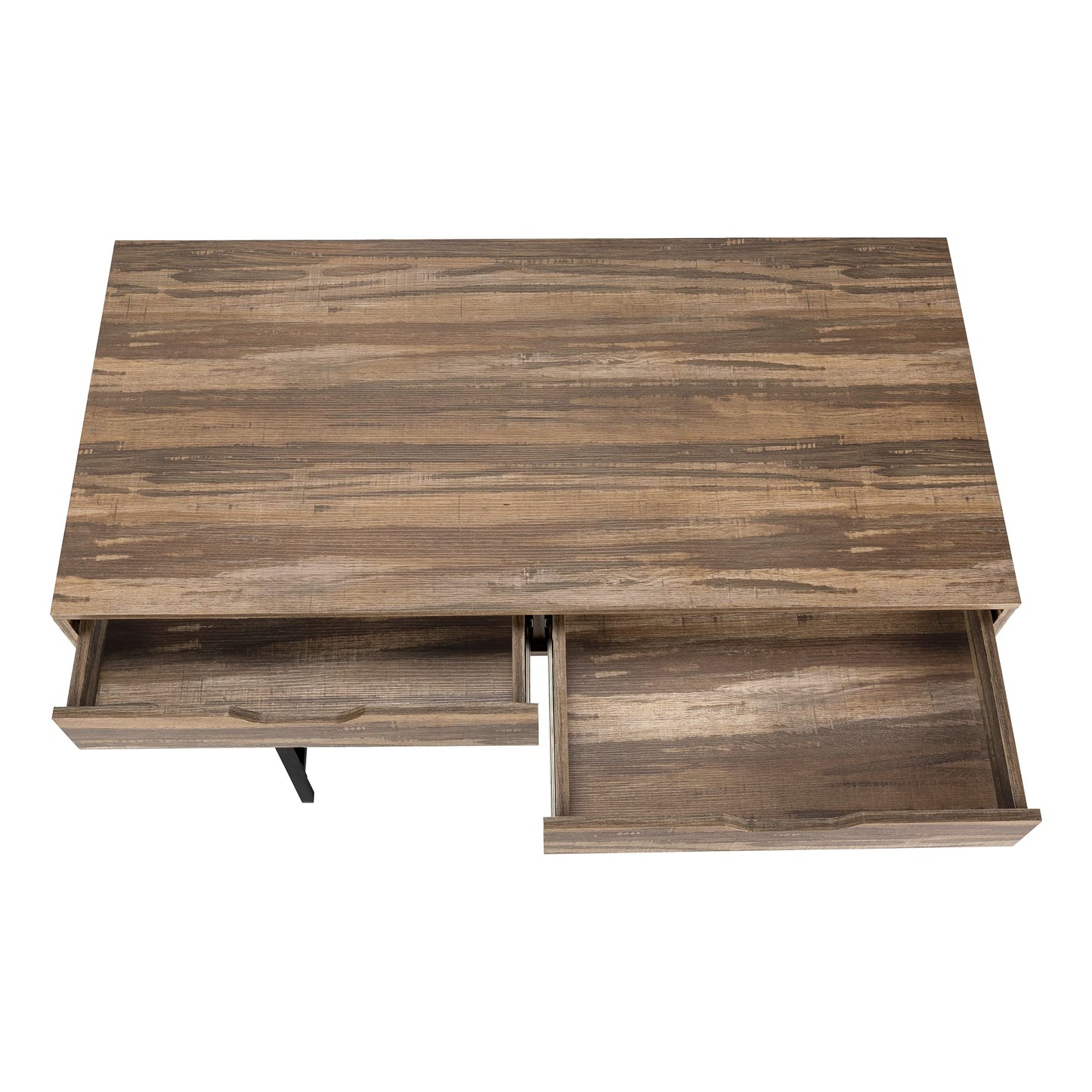 Monarch Specialties I 7557 Computer Desk, Home Office, Laptop, Storage Drawers, 48" L, Work, Metal, Laminate, Brown, Black, Contemporary, Modern