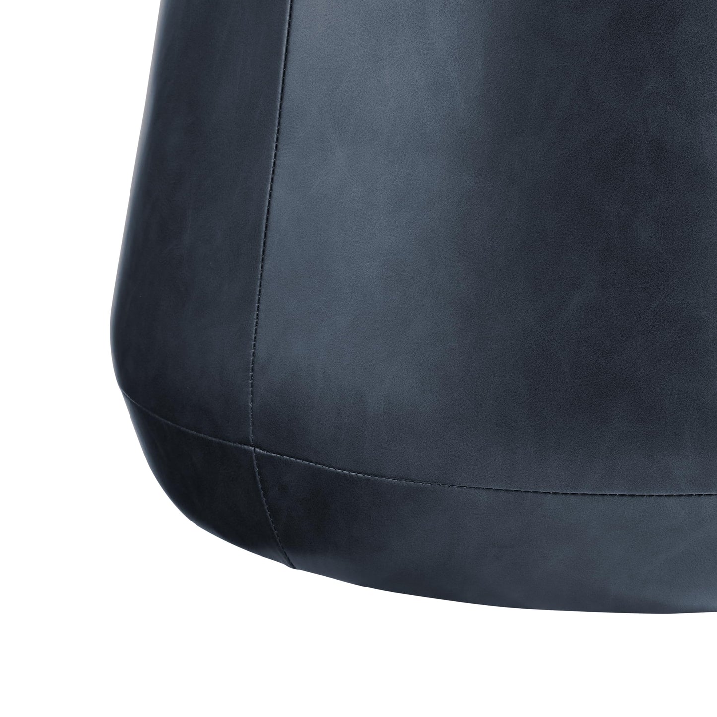 Studio Living® 24” Waverly Ottoman Round Faux Leather Bench, Stationary Ottomans, Backless Chair, Footrest for Living Room, Footstool Office, Bedroom, Padded Seat, Navy Blue