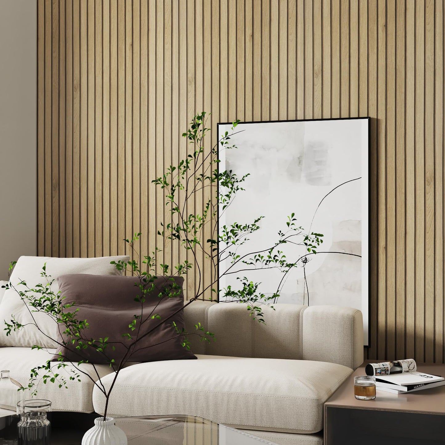 Livelynine Slats Wood Wallpaper Peel and Stick Removable Natural Wood Contact Paper Peel & Stick Accent Wall Vinyl Beadboard Paneling Faux Wood Slat Wall Panel Wallpaper for Bedroom Bathroom 15.8x78.8