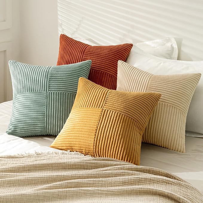 MIULEE Teal Orange Decorative Throw Pillow Covers 18x18 Inch Set of 4 Boho