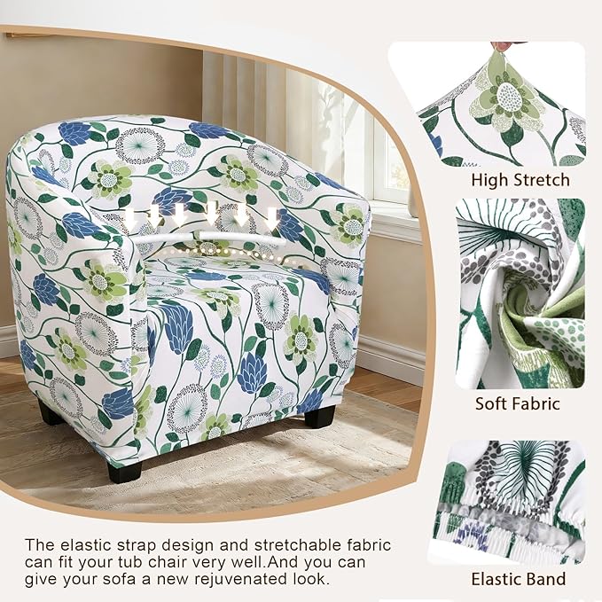 SearchI Club Chair Slipcover Stretch Barrel Chair Covers Printed Tub Chair