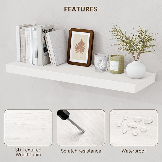 Acovy 24 Inch Floating Shelves, Wooden Shelves