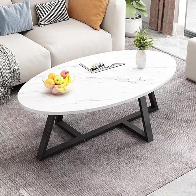 Wolawu Coffee Table Small Oval Table, Modern Center Tea Tables