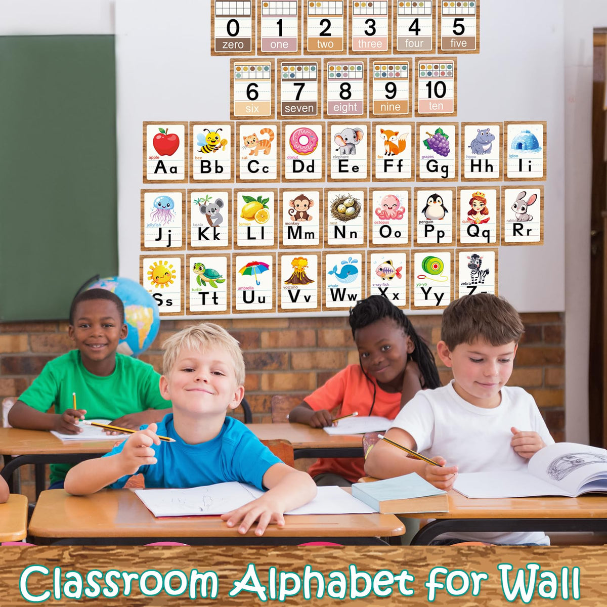 Adduster Alphabet Letters for Wall - ABC Alphabet Poster Classroom Wall Alphabet Alphabet Wall Chart Kindergarten Elementary Classroom Wall Decor Daycare Homeschool Supplies (Brown)