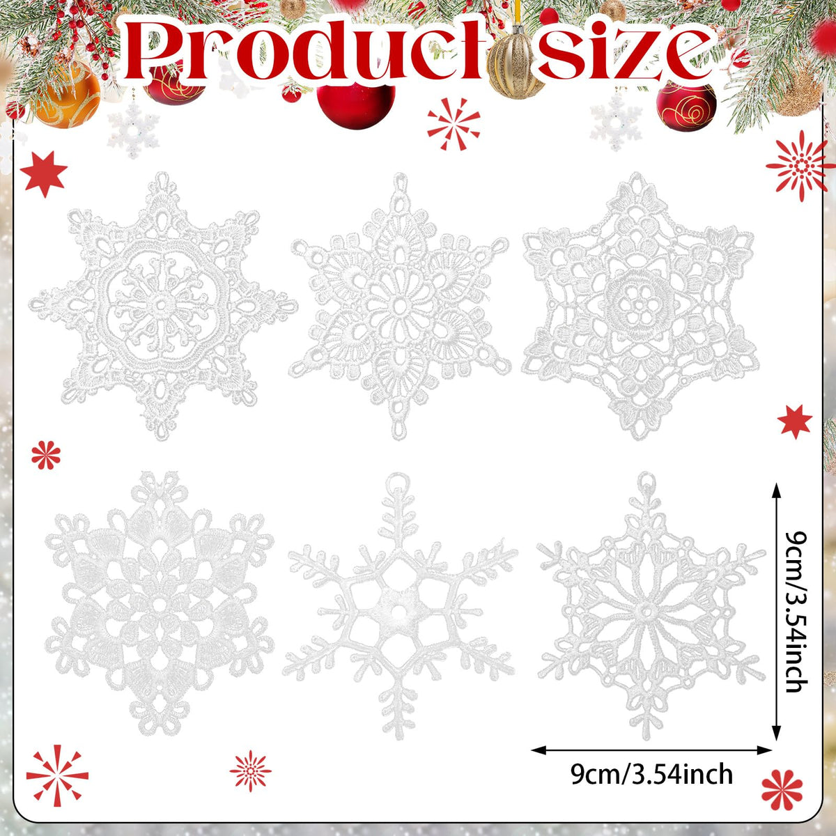 Buryeah 36 Pcs Snowflake Ornaments Christmas in July Crochet Snowflake Decorations Hanging Ornament for Christmas Tree Home Winter Wonderland Holiday Party Gift, 6 Styles(White)