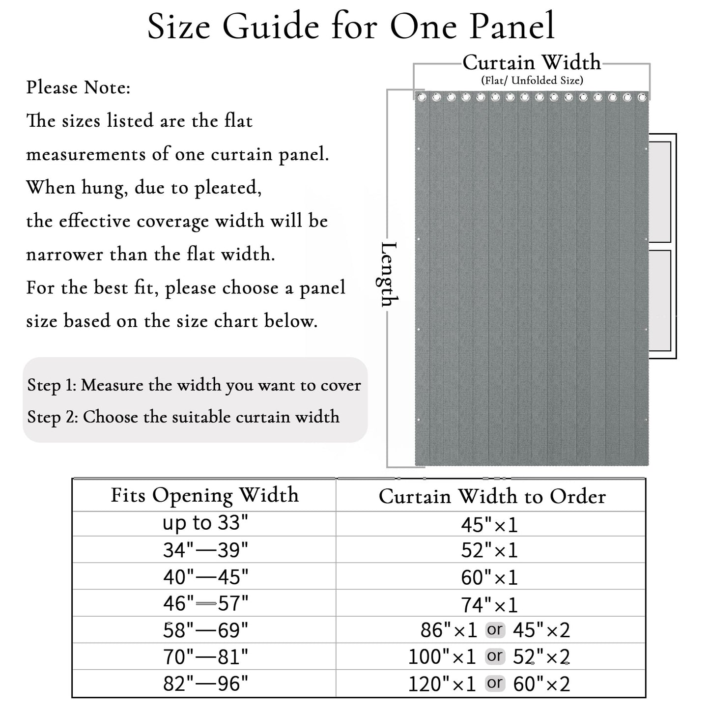 HMYI Faux Linen Pinch Pleated Style Look Blackout Curtains & Drapes 96 Inch Long Bedroom/Livingroom Farmhouse Curtains, 1 Panel, W52 x L96, Grey