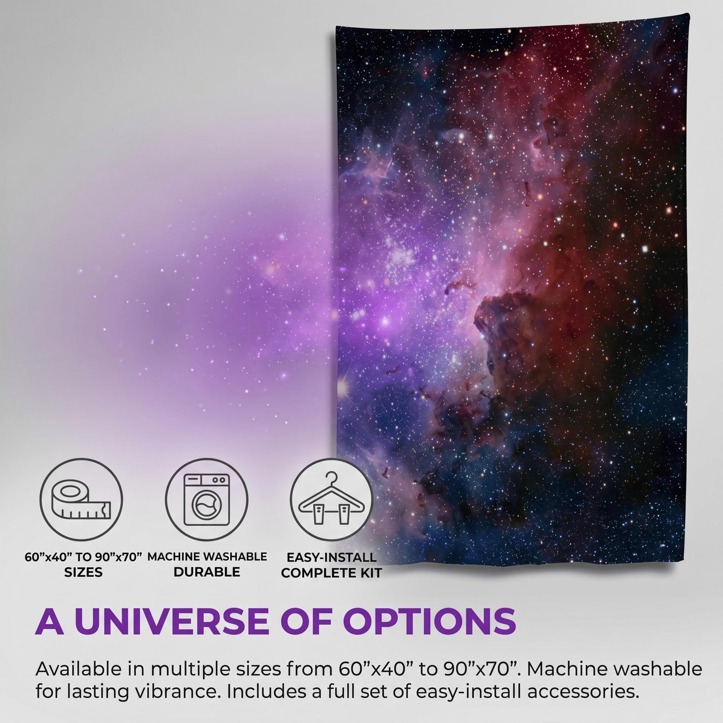 goodbath Large Tapstry, Space Universe Galaxy and Star in Outer Space Tapestries Wall Hangings for Living Room Bedroom Dorm, 90 x 60 Inch, Colorful