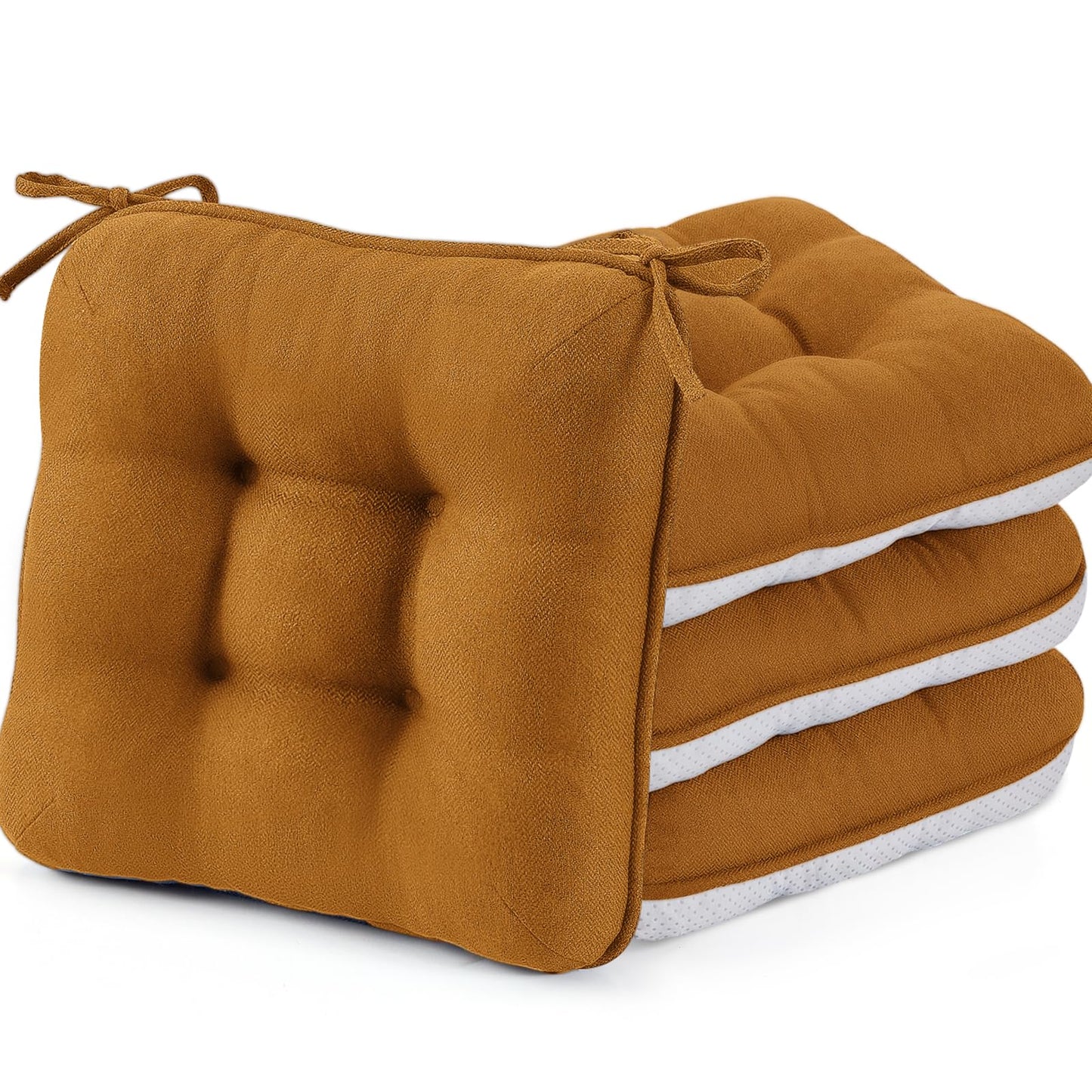 BETU Chair Cushions for Dining Chairs Set of 4,Thick Kitchen Table Chair Pads with Ties,Non Slip Backing and Covers, Seat Cushion for Dining Room,Bar,Patio Chairs,15.5"X15.5"X3.5"