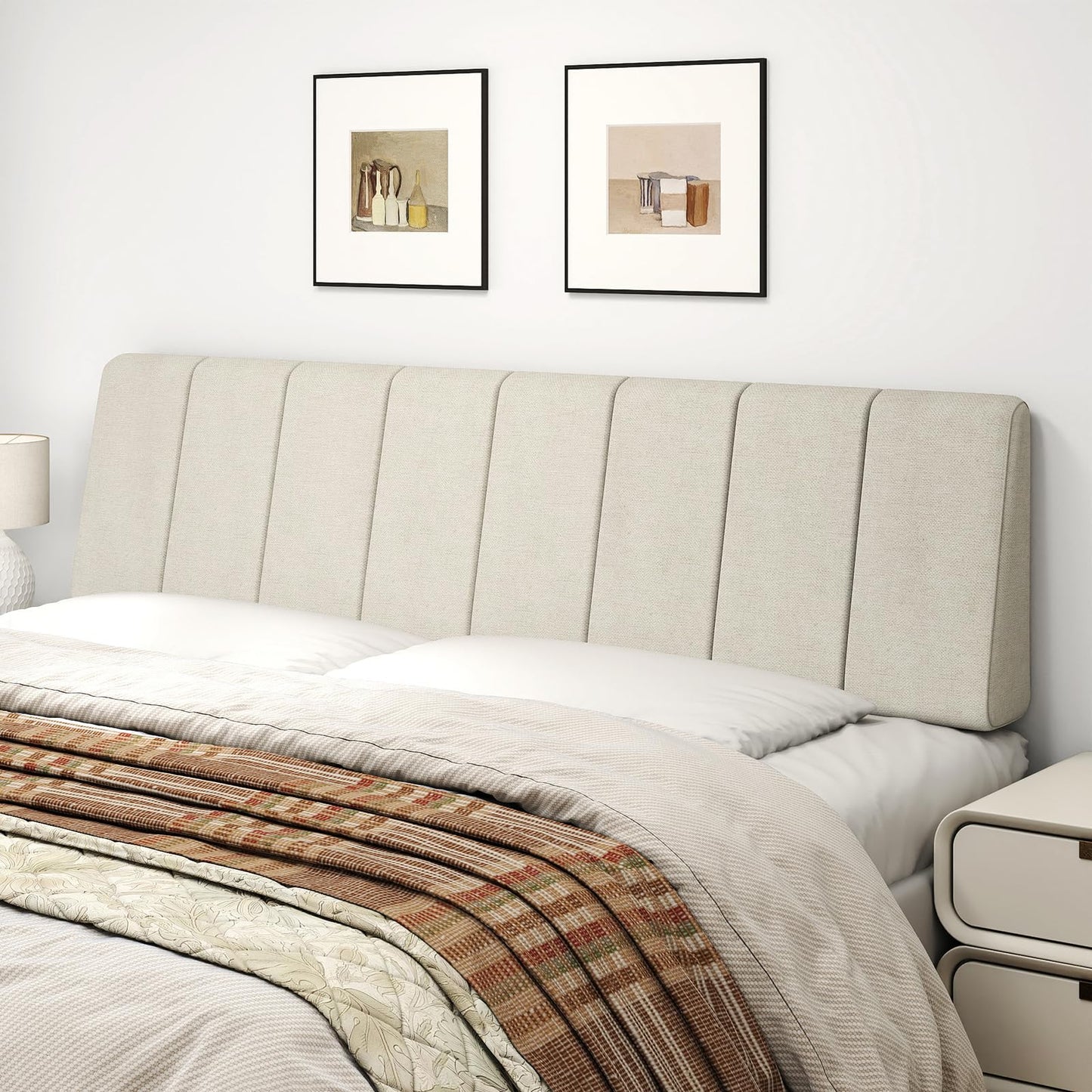 Liiwepo King Size Headboard Only-No Assembly, Upholstered Headboard King Size Linen Fabric Modern Style Headboards Extra-Thick, Beige