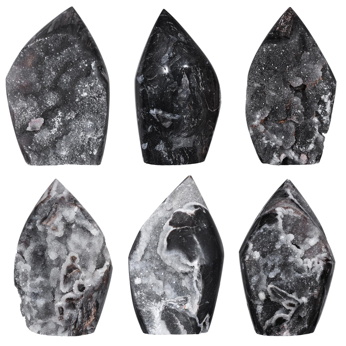 TUMBEELLUWA Sphalerite Geode Cluster Crystal Obelisk Tower for Shelf Desk Decor, Flame Shaped Crystals and Healing Stones Diffusers for Essential Oils, 0.66-0.88 LBS
