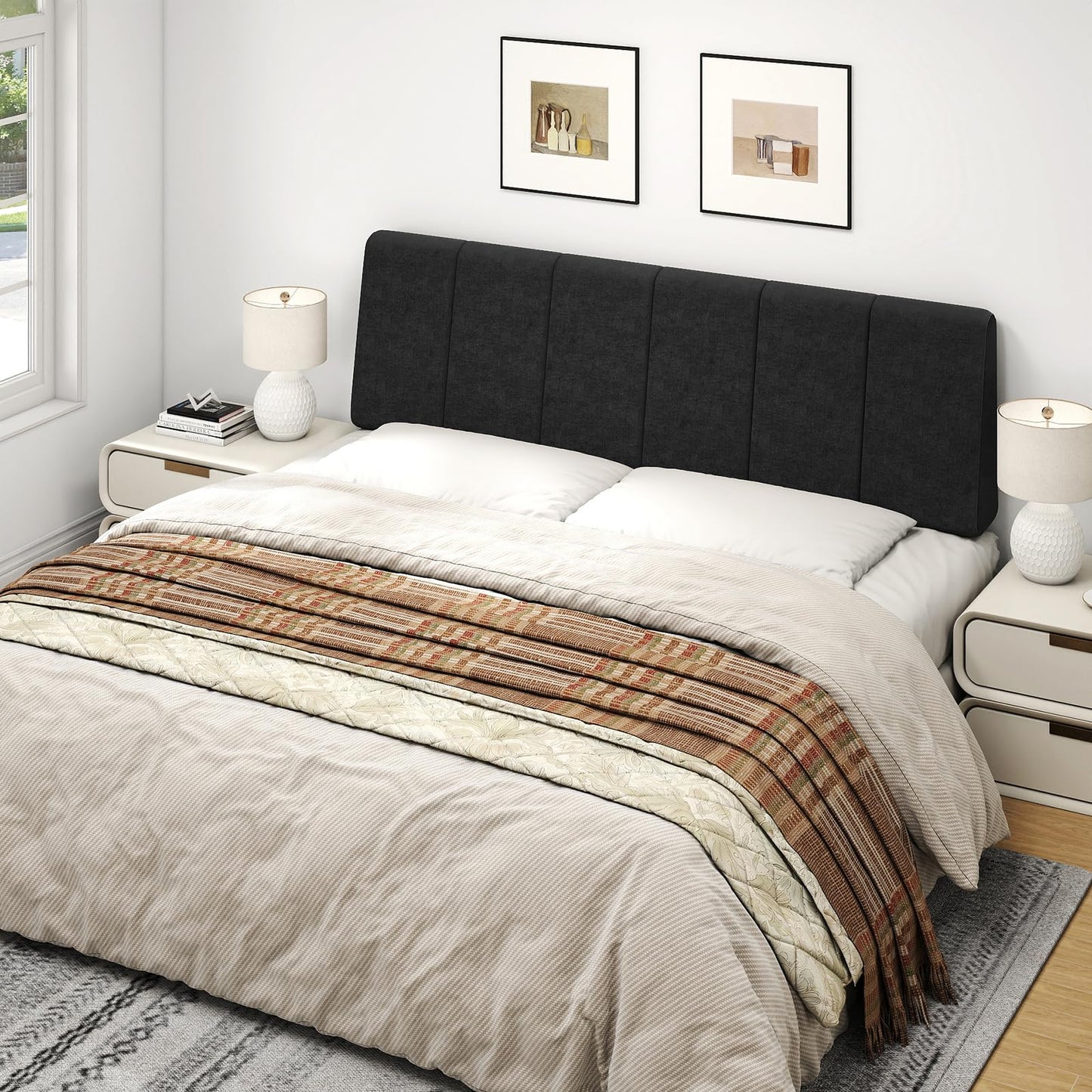 Liiwepo Queen Size Headboard Only-No Assembly, Upholstered Headboard Queen Size Linen Fabric Modern Style Headboards Extra-Thick, Black