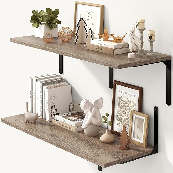 Fun Memories Floating Shelves for Wall, 12 Inch Deep Floating Shelves Set of 2
