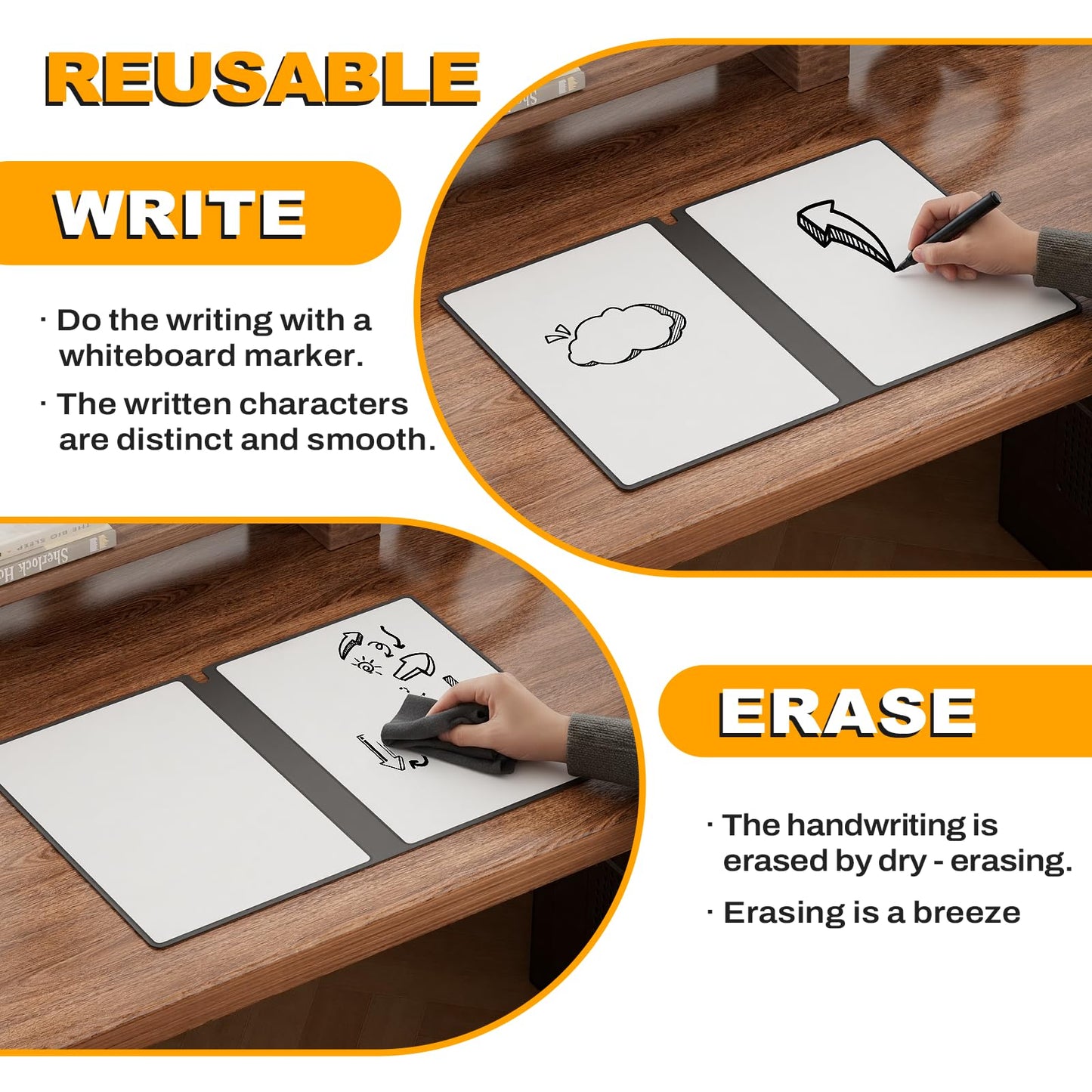 Small Dry Erase Board,12" x 9" Portable Dry Erase White Board,Double-Sided Folding Whiteboard with Pen(Blue)