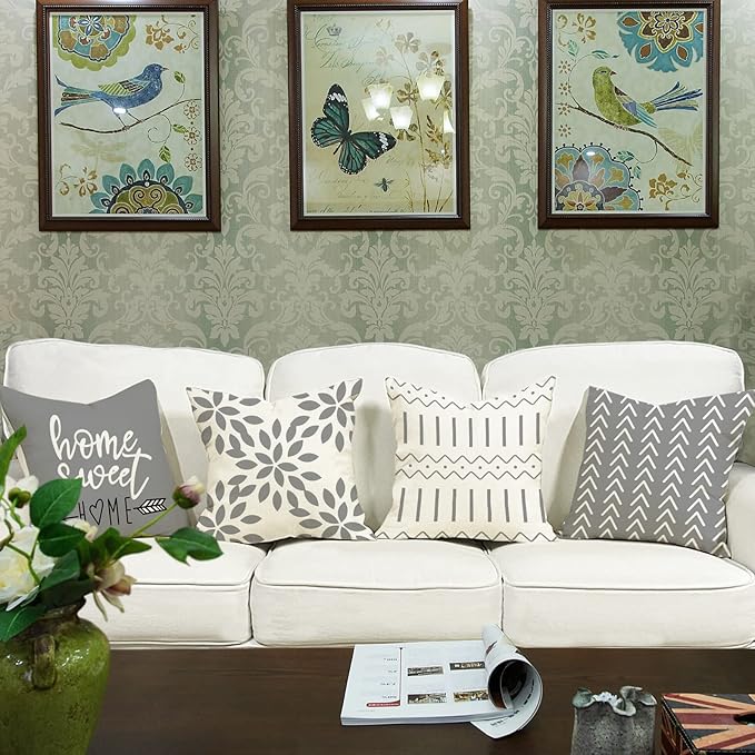 YCOLL Pillow Covers 22x22 Set of 4, Modern Sofa Throw Pillow Cover, Decorative