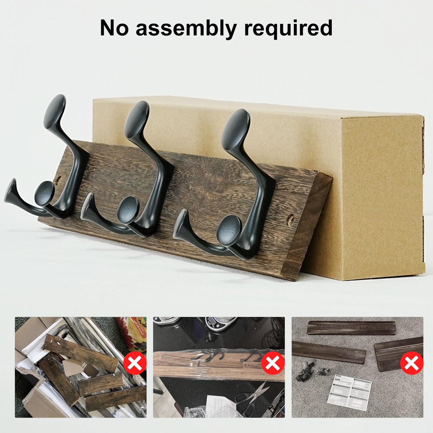 SKOLOO 17-Inch Wood Burnt Coat Rack Wall Mount with 3 Triple Hooks - Ideal for Family Entrances, Classrooms, and Pet Supplies Storage - Perfect Coat Hooks for Wall