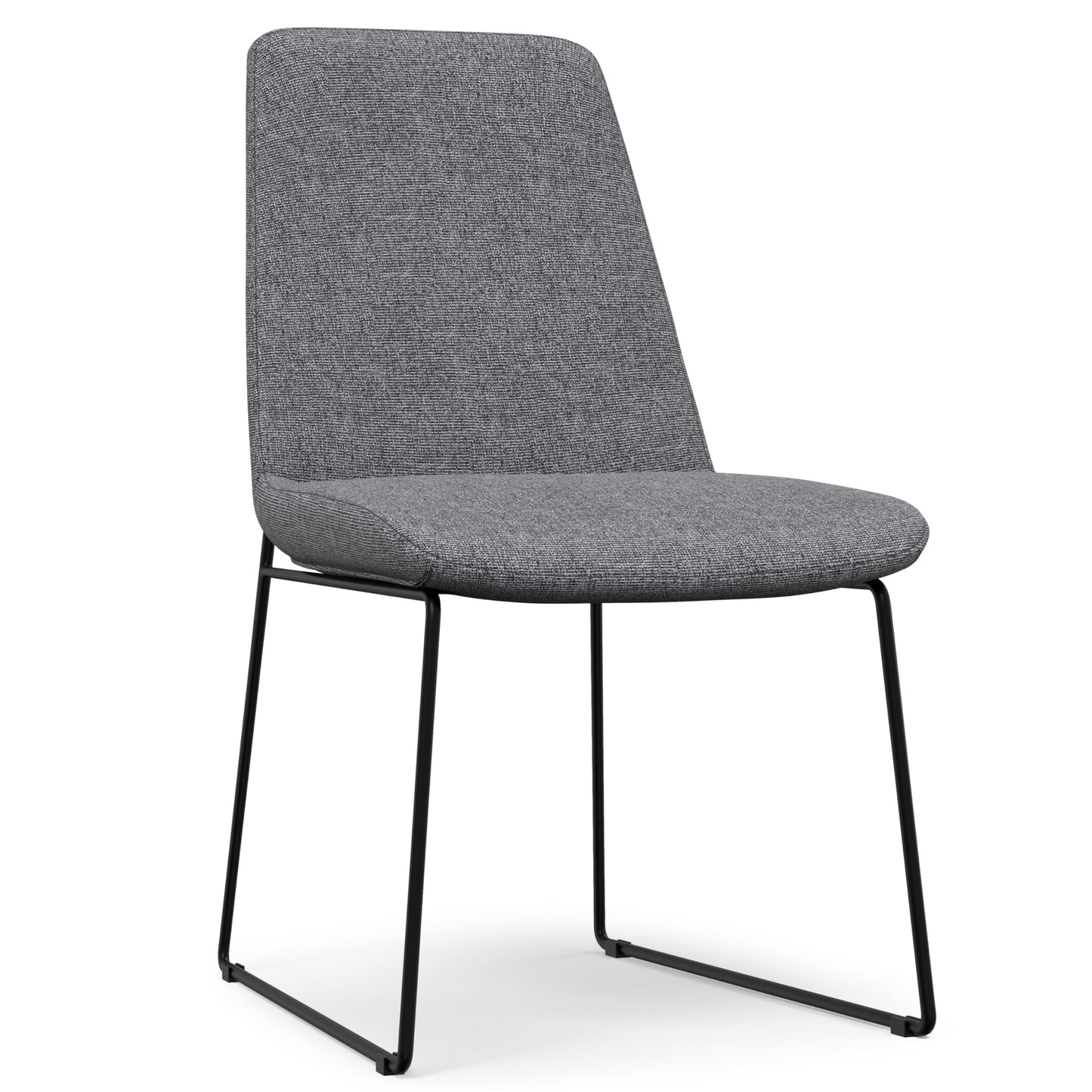 SIMPLIHOME Corina Dining Chairs - Upholstered Black Metal and Linen-Style Fabric Kitchen Chair Set in Grey, Modern Minimalist Dining Room Seating with Sled Base and Cushioned Seat (Set of 2)