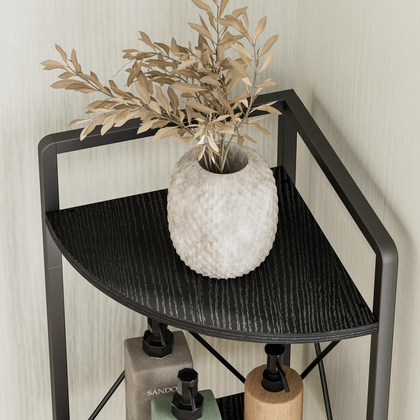 Cerlyunzan 6 Tier Corner Shelf Stand, 78" H Tall Industrial Corner Bookshelf for Living Room Decor, Metal Corner Shelf, Plant Stand Display Shelf for Bedroom, Bathroom, Small Space, Black