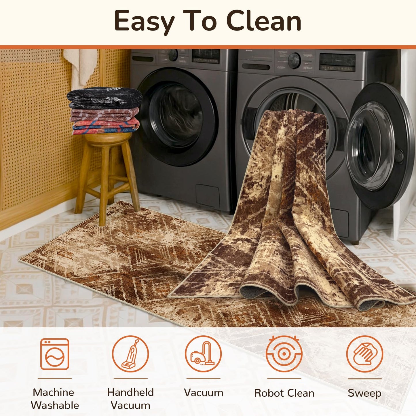 BESTSWEETIE Area Rug 8x10 Rug Machine Washable Non-Slip Low Pile Print Pattern Western Rug for Living Room Bedroom Entryway Tribal Series-Abstract/Cowhide