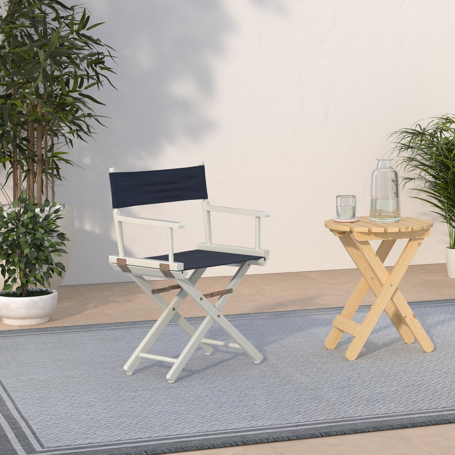 Casual Home 18" Director's Chair White Frame with Navy Canvas