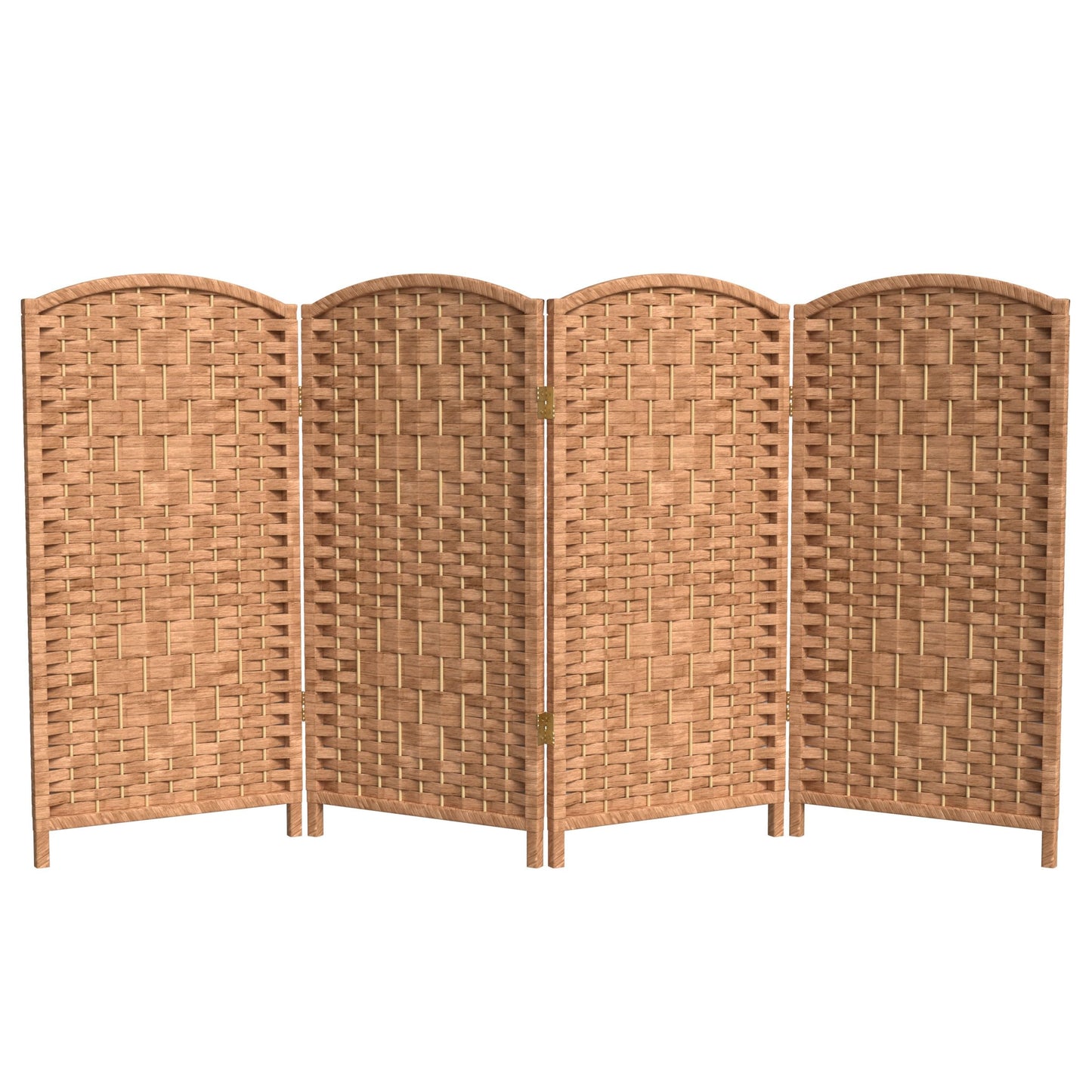 Red Lantern 3 ft. Short Diamond Weave Fiber Folding Screen - Natural - 4 Panel