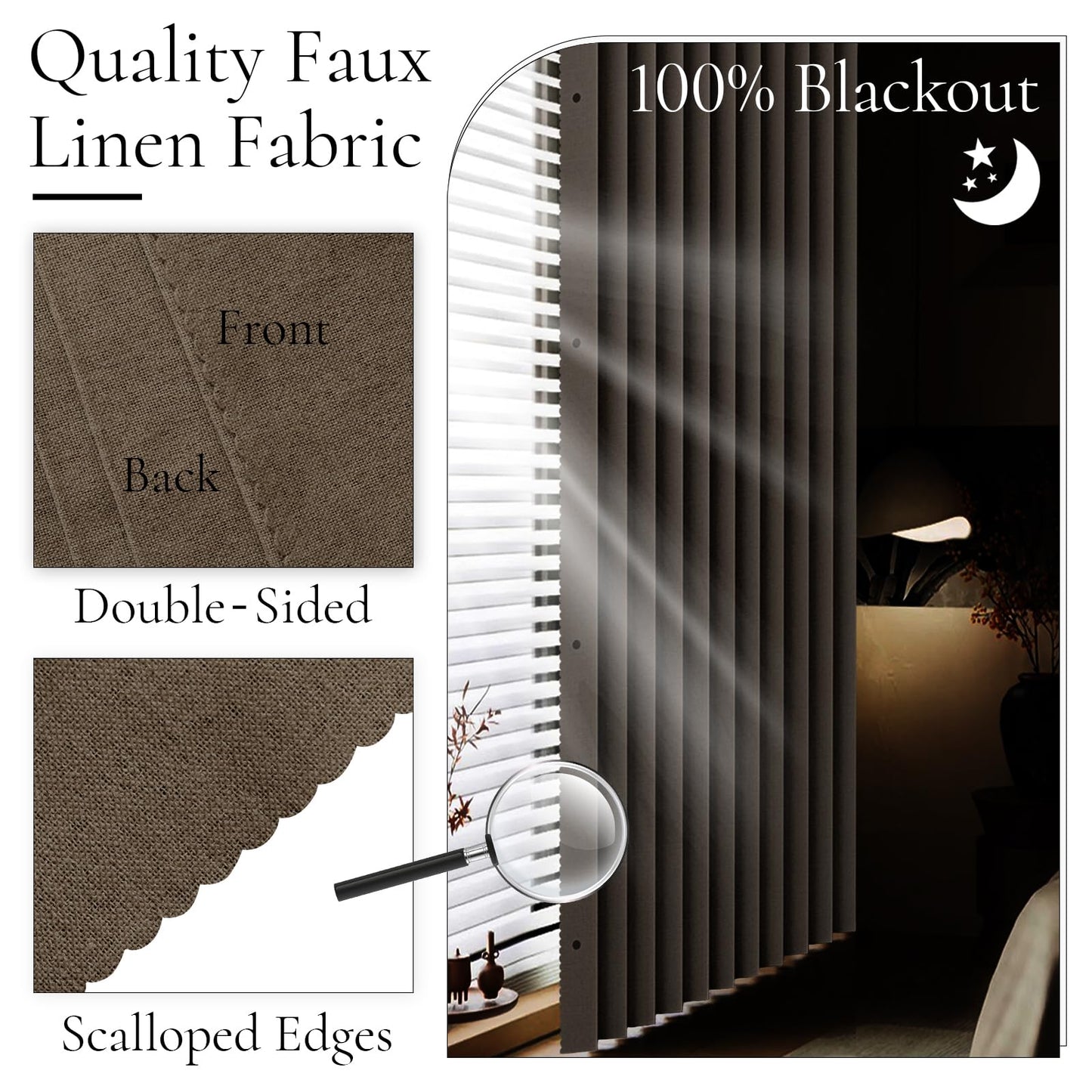 HMYI 100% Blackout Door Curtain for Doorway - Magnetic Accordion Style Closet Curtain for Open Closet Single Panel 80 Inch Length, 1 Panel, W45 x L80, Brown