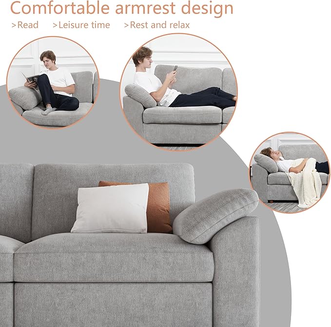 EASE MOOSE Oversized Sectional Modular Sofa, U Shape Sectional Couch Wide Deep