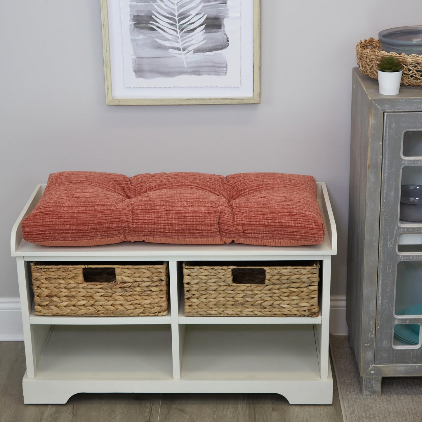Klear Vu The Gripper Non-Slip Tufted Bench Cushion for Indoor Furniture, Assembled in USA, Entryway Storage, Bay Window, Corner Nook or Piano Seat, 30 Inches, Chenille Clay