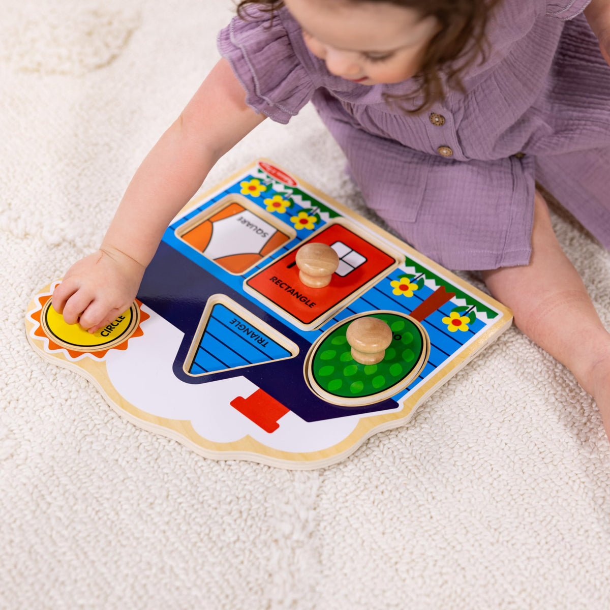 Melissa & Doug First Shapes Jumbo Knob Puzzle, Wooden Peg Puzzle for Toddlers, Educational Toy for Shape Recognition and Fine Motor Skills, Ages 1+