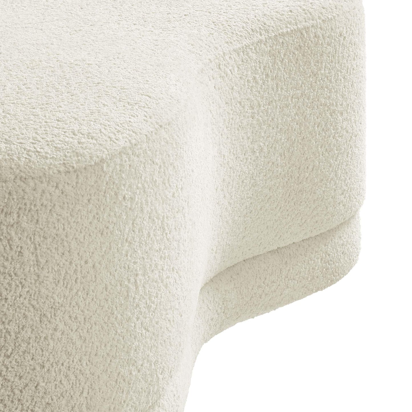 Modway Nimbus 48 Inch Curved Ottoman Bench in Cream - Soft Fabric Chenille Ottoman - Versatile Bedroom Bench - Bouclé Footstool - Upholstered Coffee Table - Bedroom and Living Room Furniture