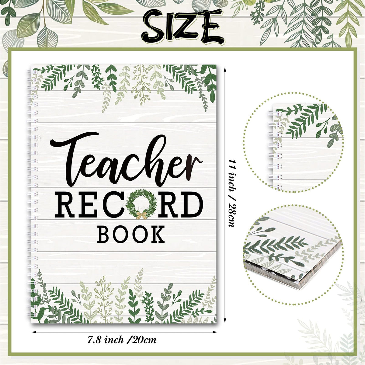 Fuyoooo Farmhouse Teacher Record Book Teacher Grade Books 2026-2027 Spiral Bound Record Planner 2026 Class Grade Book Office Favors for Classroom Attendance Decoration Double Sided