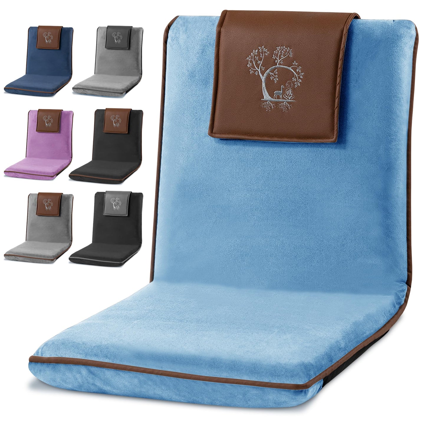 Adjustable Japanese Floor Chair with Back Support for Adults | Premium Meditation Chair for Seating, Yoga & Gaming -Folding Backjack Floor Chair with 6 Recline Positions, Thick Padding & Vegan Leather