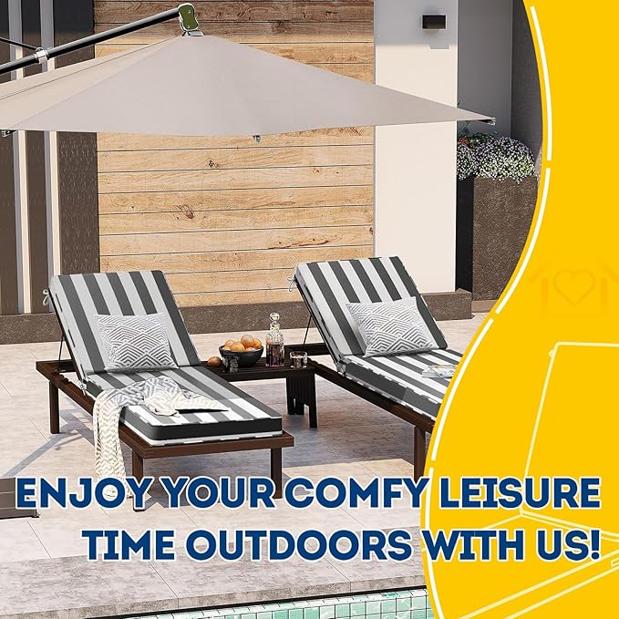 AAAAAcessories Outdoor Chaise Lounge Cushions, Fade-Resistant, Waterproof Patio