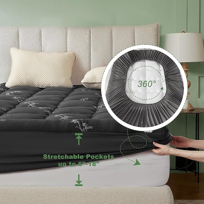 BEDLORE California King Mattress Topper Viscose Derived from Bamboo, Thick