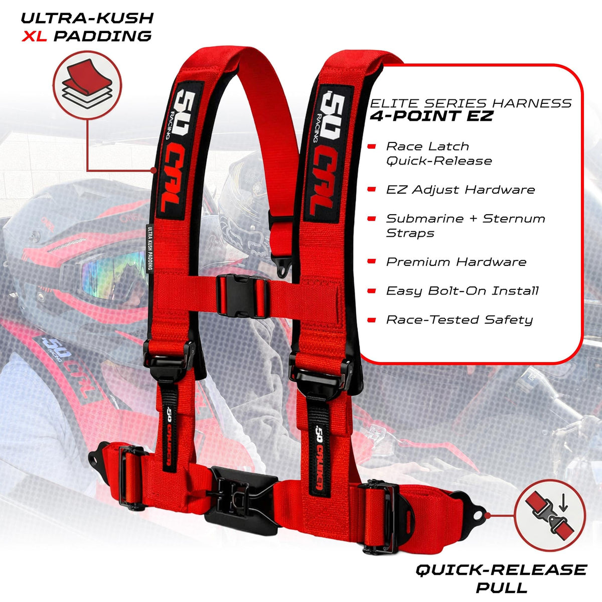1pc 5 Point Harness for Bucket Seat, Quick Release, 10 Color Options, Racing Harness 5 point, Race Car, Off Road, UTV, RZR (Stealth Black 5pt, 3in) [6365]