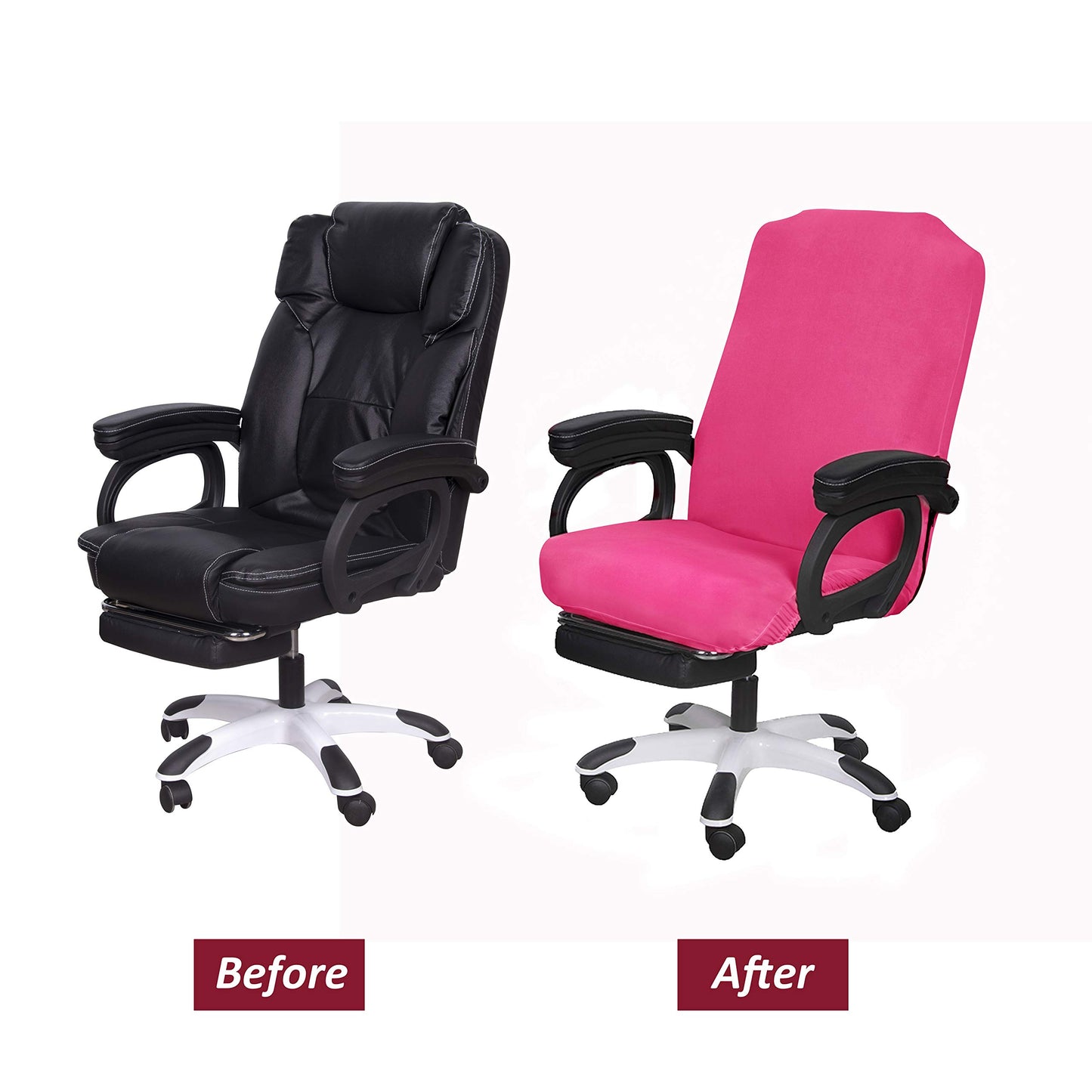 SARAFLORA Office Chair Cover- Medium, Dark Pink- Removable Computer Chair Cover for Office Chair with Zipper for Universal Rotating Chair Desk Chair Cover Chair Seat Washable Protector for Pet