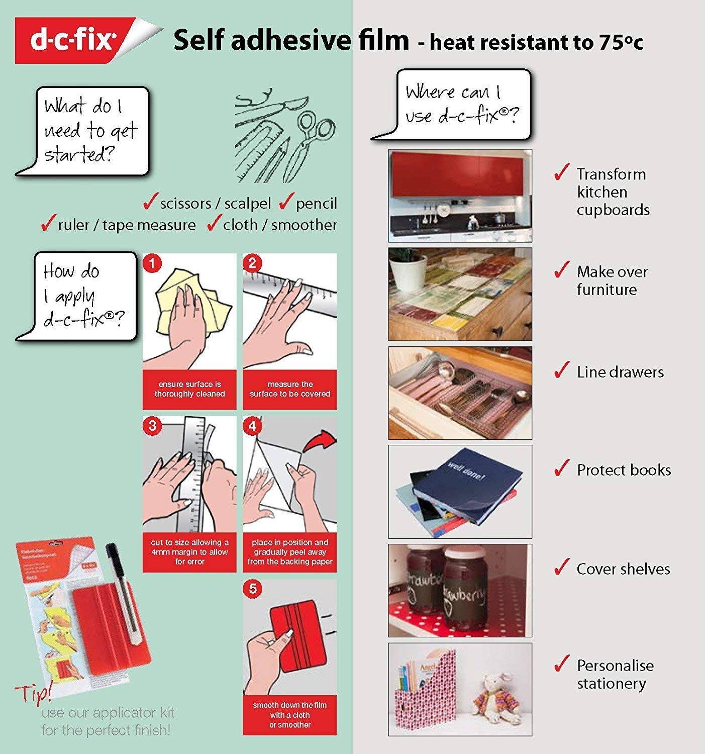 d-c-fix 46-0168-2PK Decorative Self-Adhesive Film, Butcher Block, 17" x 78" Roll, 2-Pack