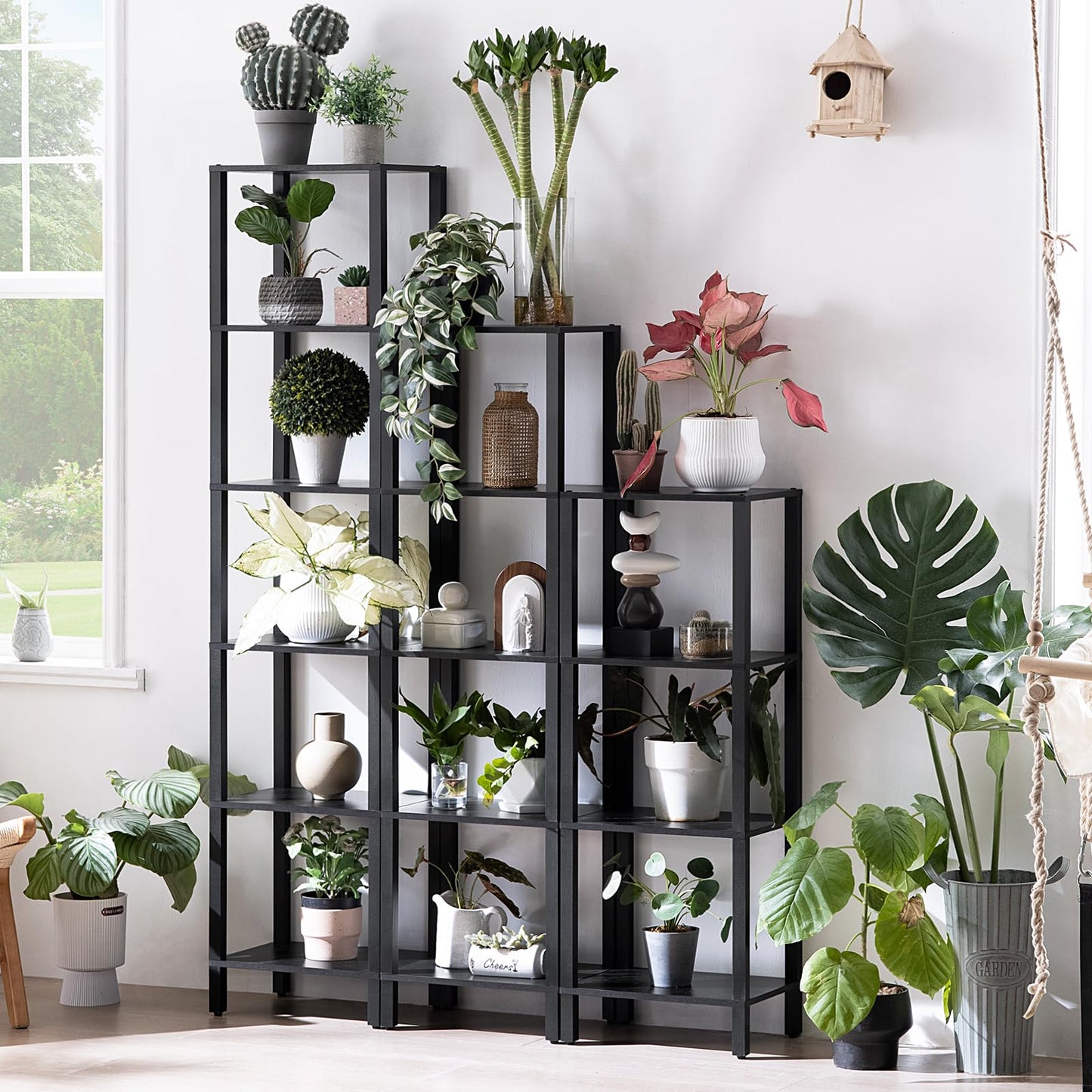 YUFAM 66in Tall Bookshelf 6-Tier Small Narrow Bookcase, Skinny Book Shelf for Small Space, Farmhouse Slim Shelf with Storage, Wood Freestanding Display Thin Bookshelves for Living Room, Office, Black