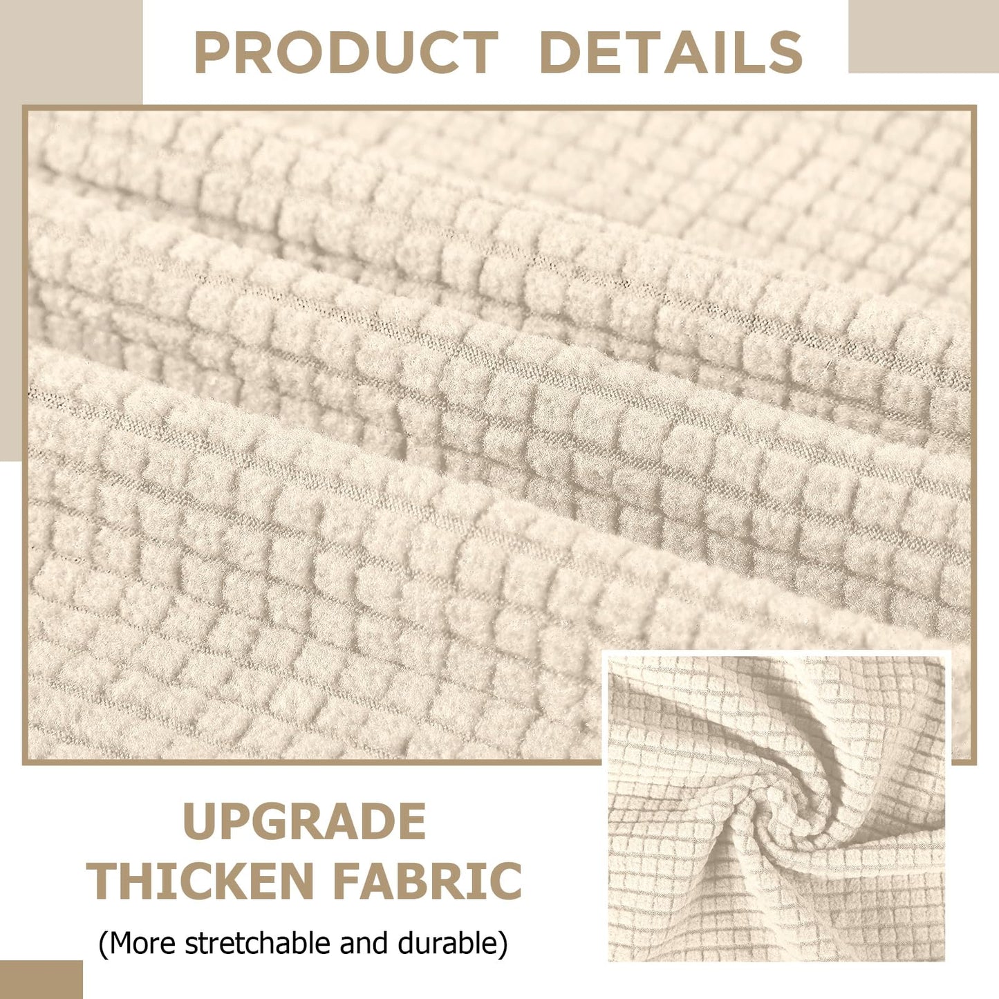 Peryiter 2 Pcs Sofa Covers Couch and Loveseat Covers Set Stretch Sofa Slipcover for Living Room Armchair Furniture Protector, Wrinkle Proof(Beige,Jacquard)