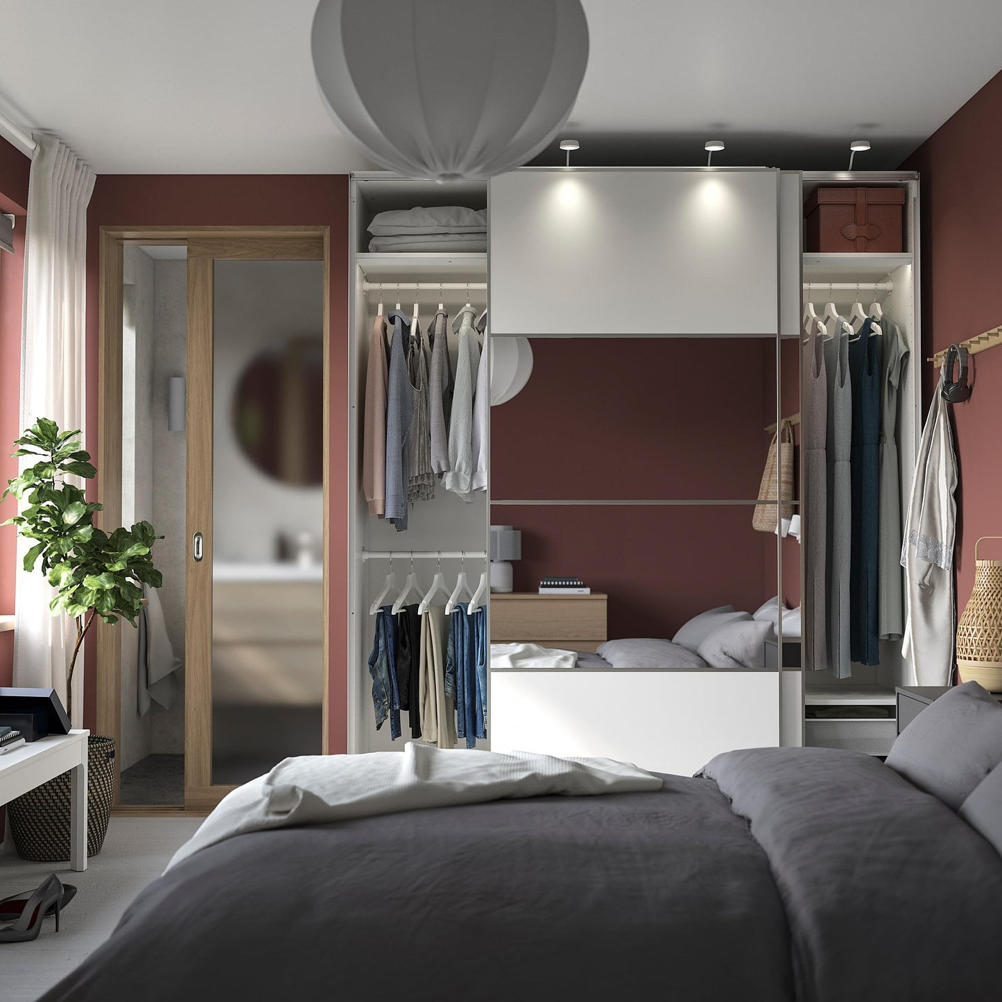 ProTuning PAX/MEHAMN/AULI Wardrobe with sliding doors, white double sided/white mirror glass, 200x66x236 cm