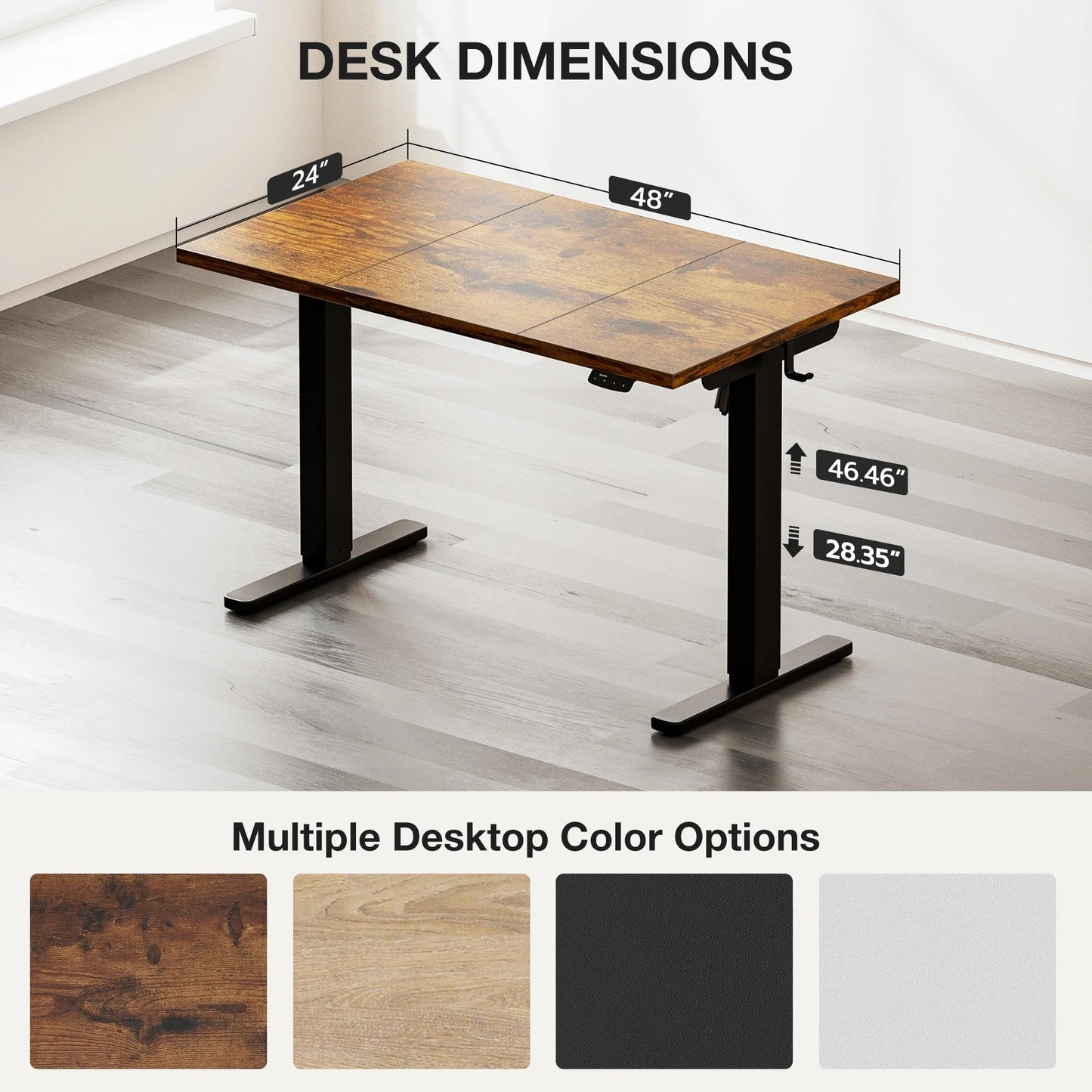 Acrolix Electric Standing Desk, Height Adjustable Home Office Desk with Memory Presets & Cable Management,Rustic Brown Sit Stand Desk for Work from Home, Ergonomic Computer Desk (48" x 24")