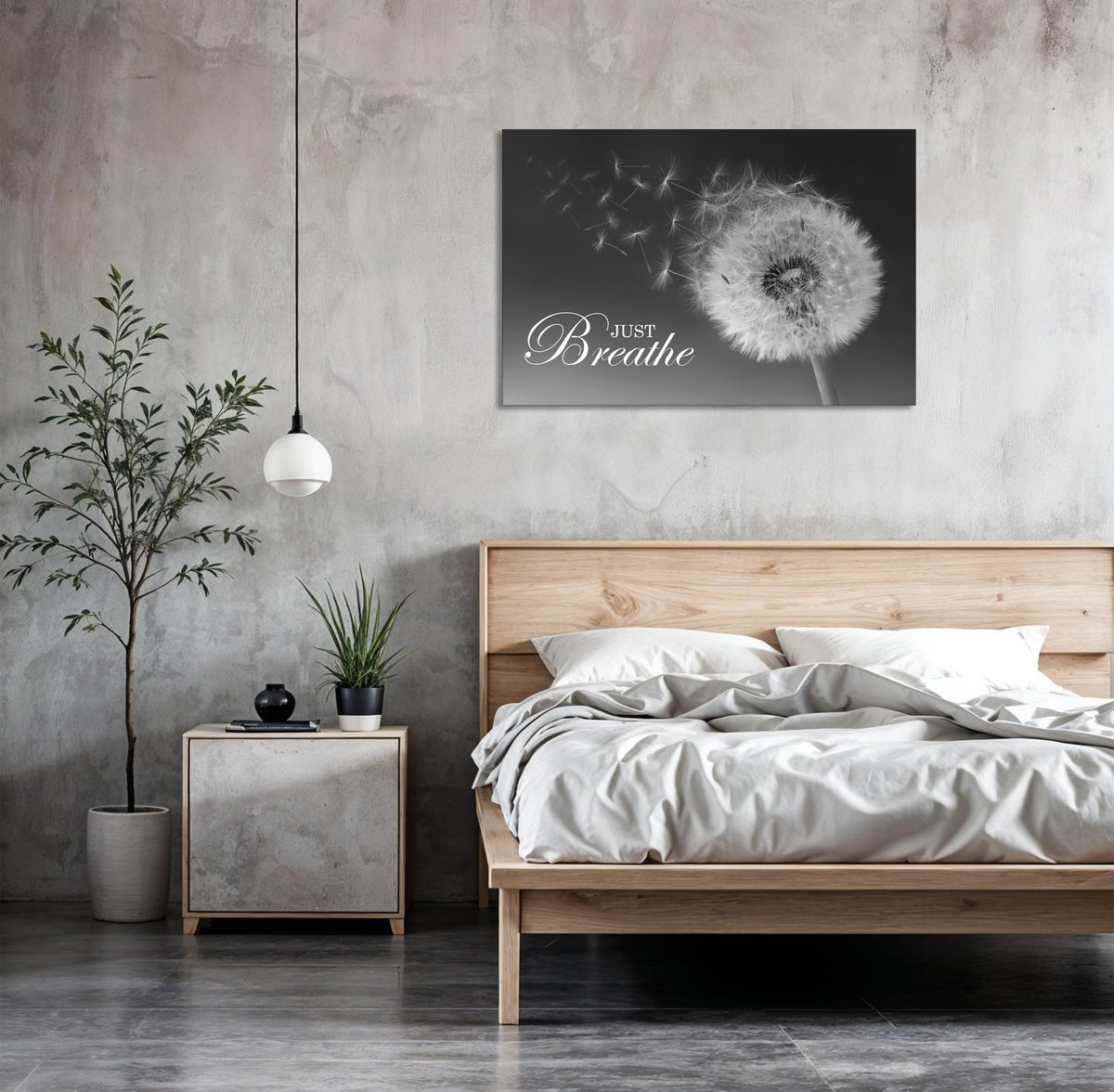 SKASNFAI Just Breathe Wall Art Zen Office Wall Decor Inspirational Yoga Quotes Positive Relax Artwork Picture Black and White Dandelion Posters Print for Meditation Room (12L x 16W)