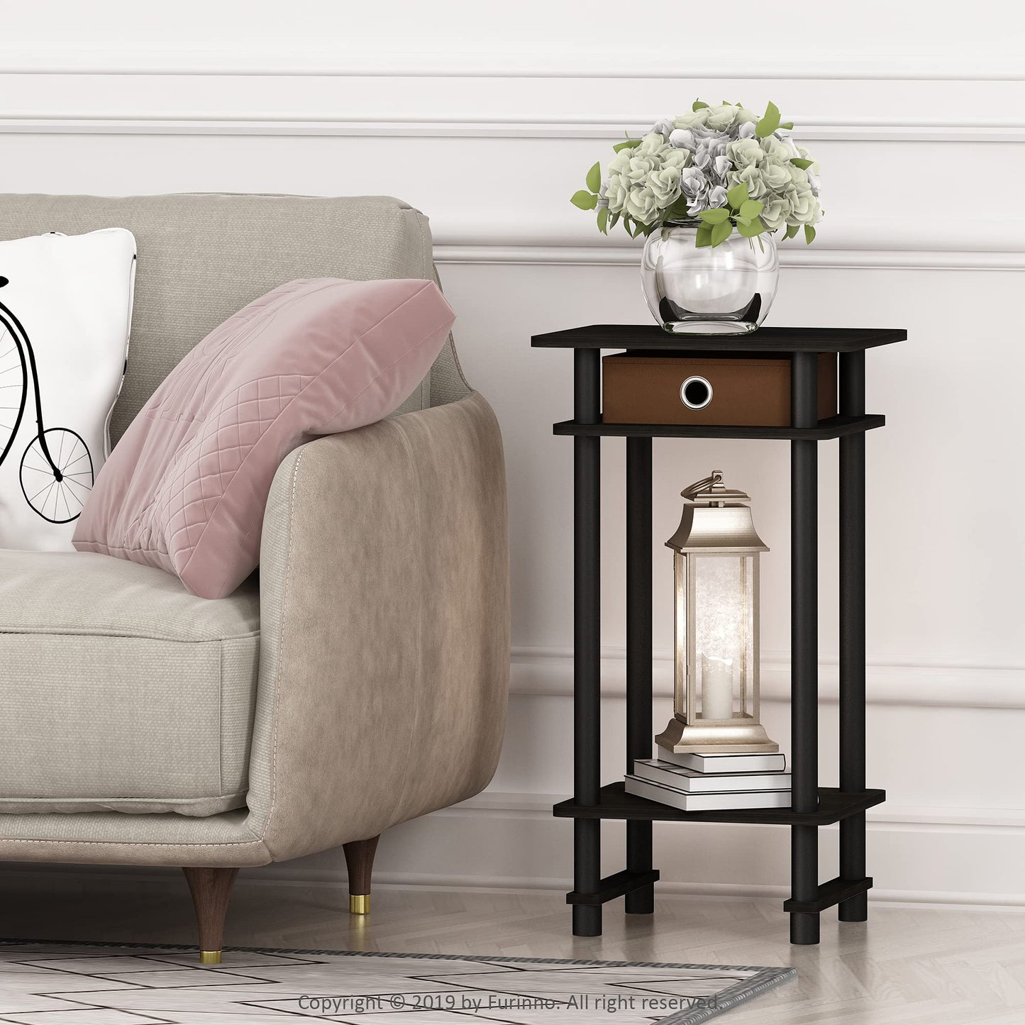 Furinno Turn-N-Tube End Table, 2-Pack, Espresso