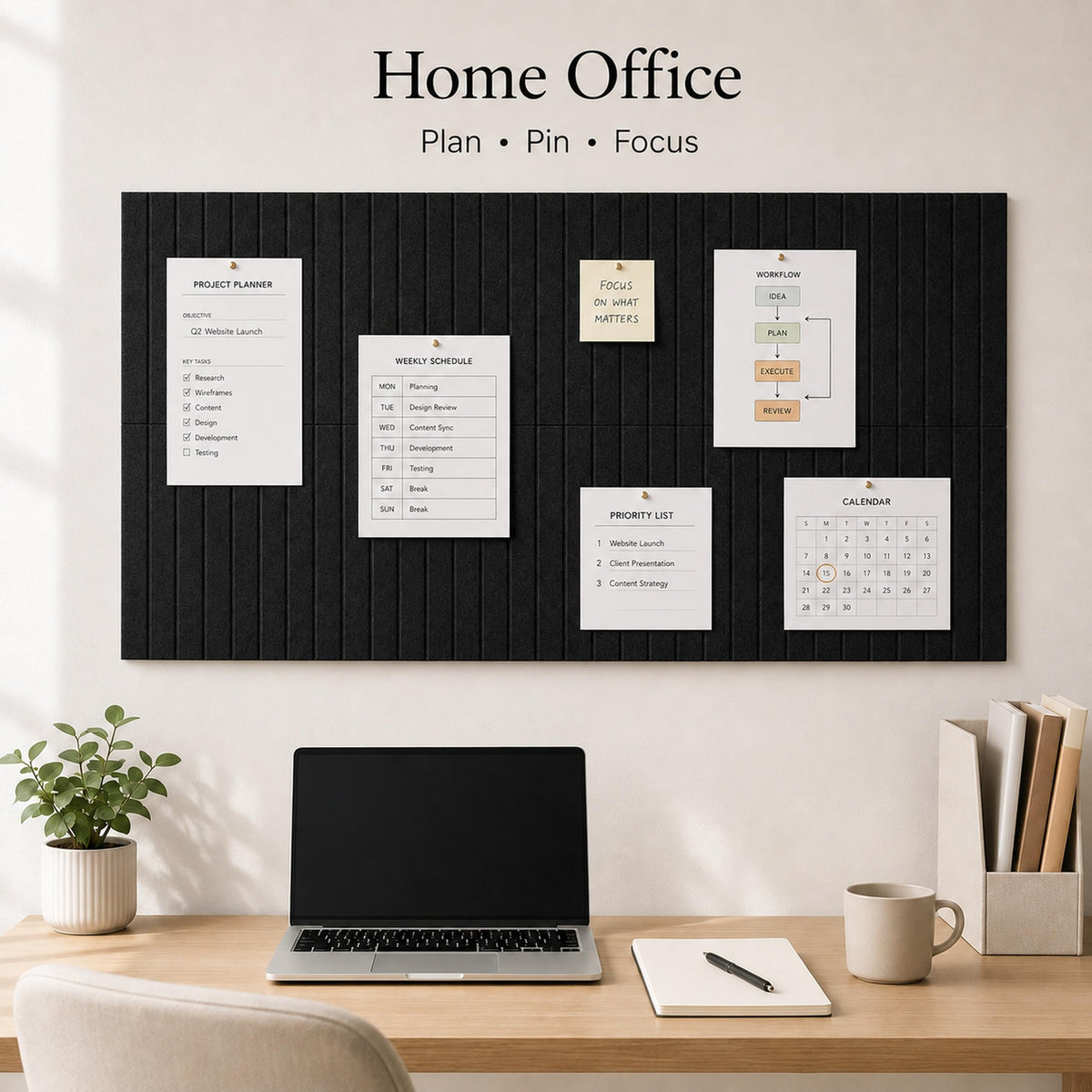 Large Felt Bulletin Board for Wall, 8 Pack 11.8'' x 11.8'' Felt Board Tiles, 48'' x 24'' Cork Board Alternative with Adhesive Tabs, Decorative Pin Board for Home Office, Dorm,Classroom