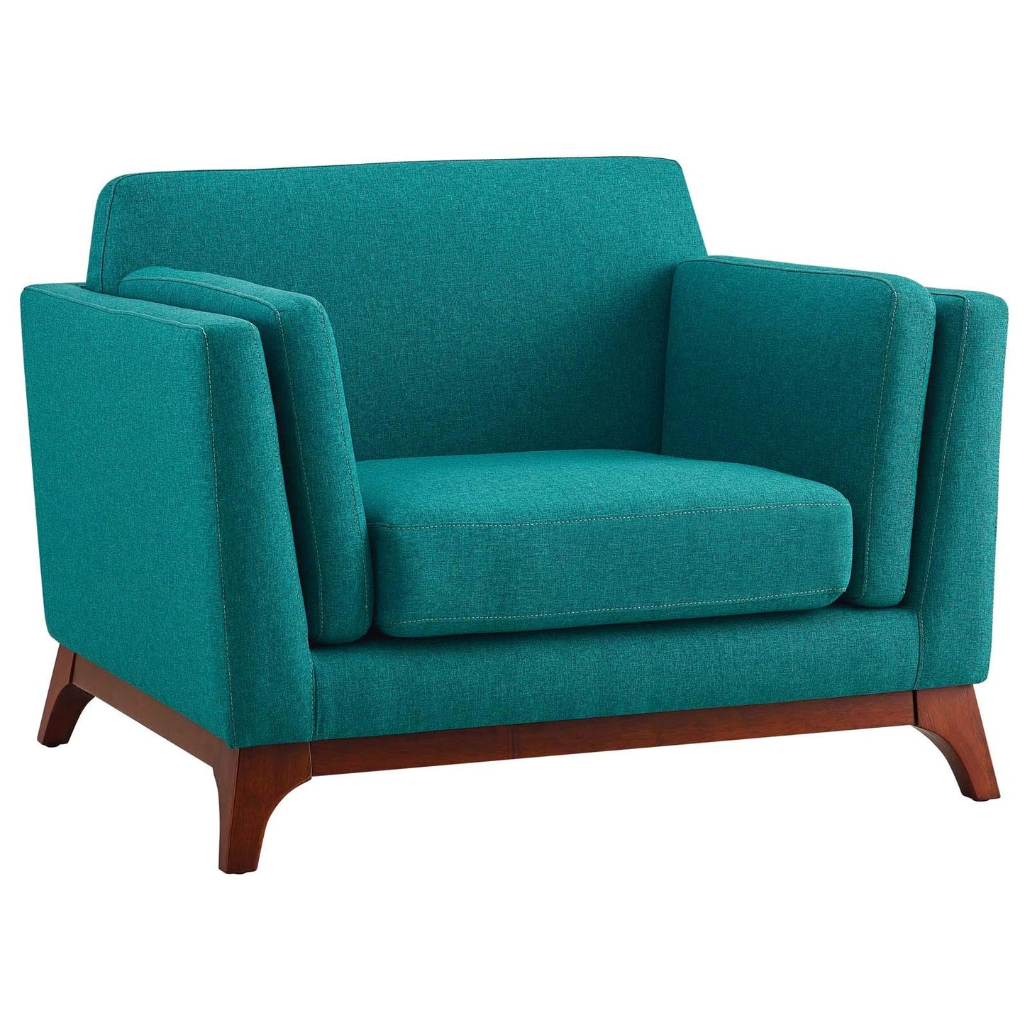 Modway Chance Mid-Century Modern Upholstered Fabric Accent Lounge Arm Chair In Teal