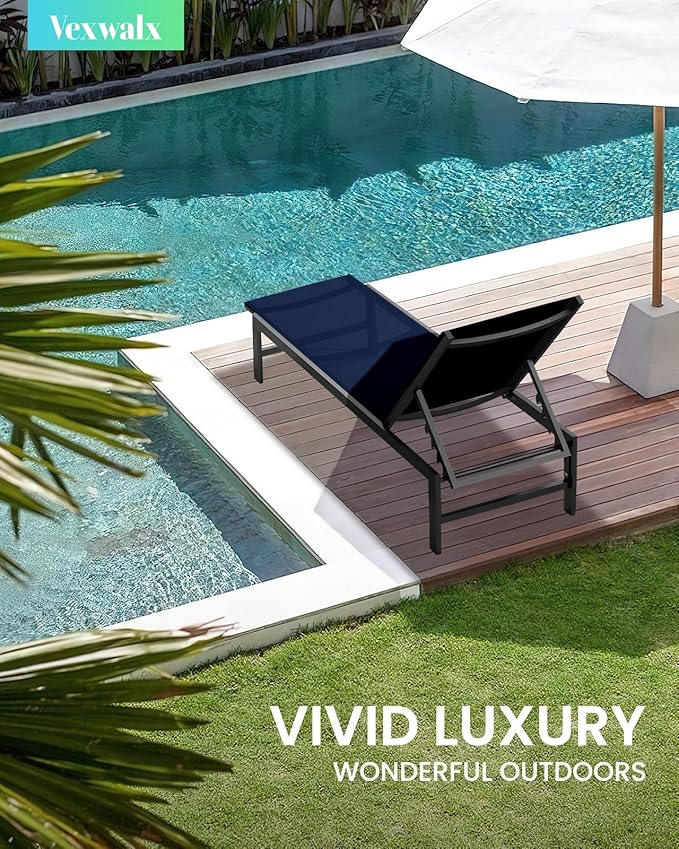 Vexwalx Outdoor Lounge Chair for Pool, Aluminum Chaise Lounge Chairs