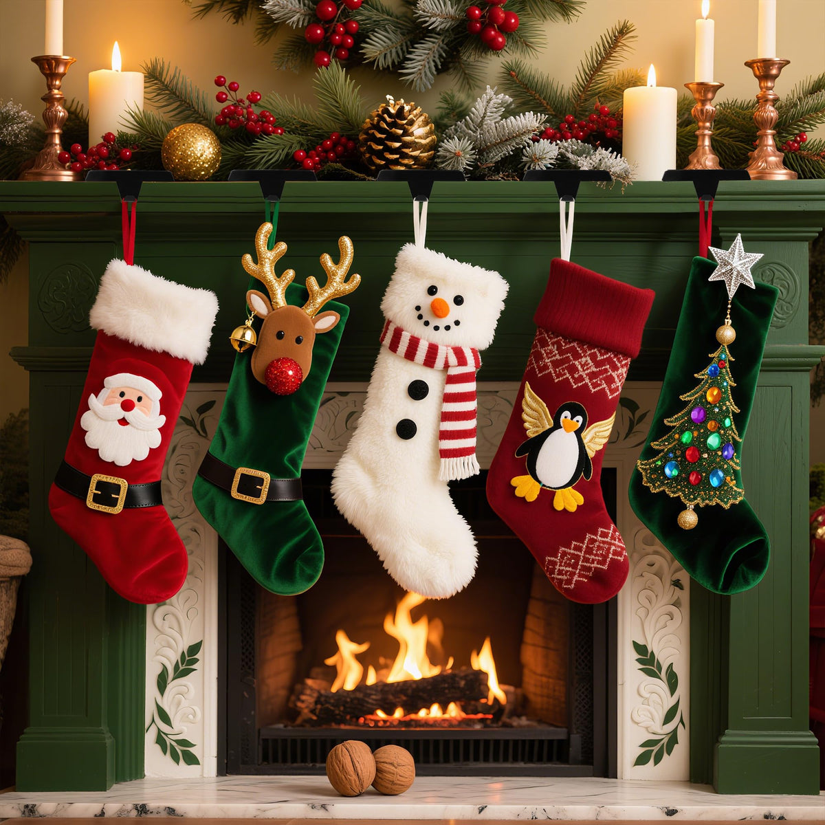 Doitory Christmas Stocking Holder Hanger for Mantle,4 Pack for Xmas Decorations Lightweight and Adjustable for Fireplace Home Decoration