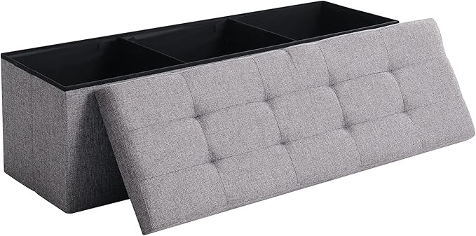 45.3 Inches Foldable Seat Footrest Shoe Bench End of Bed Storage