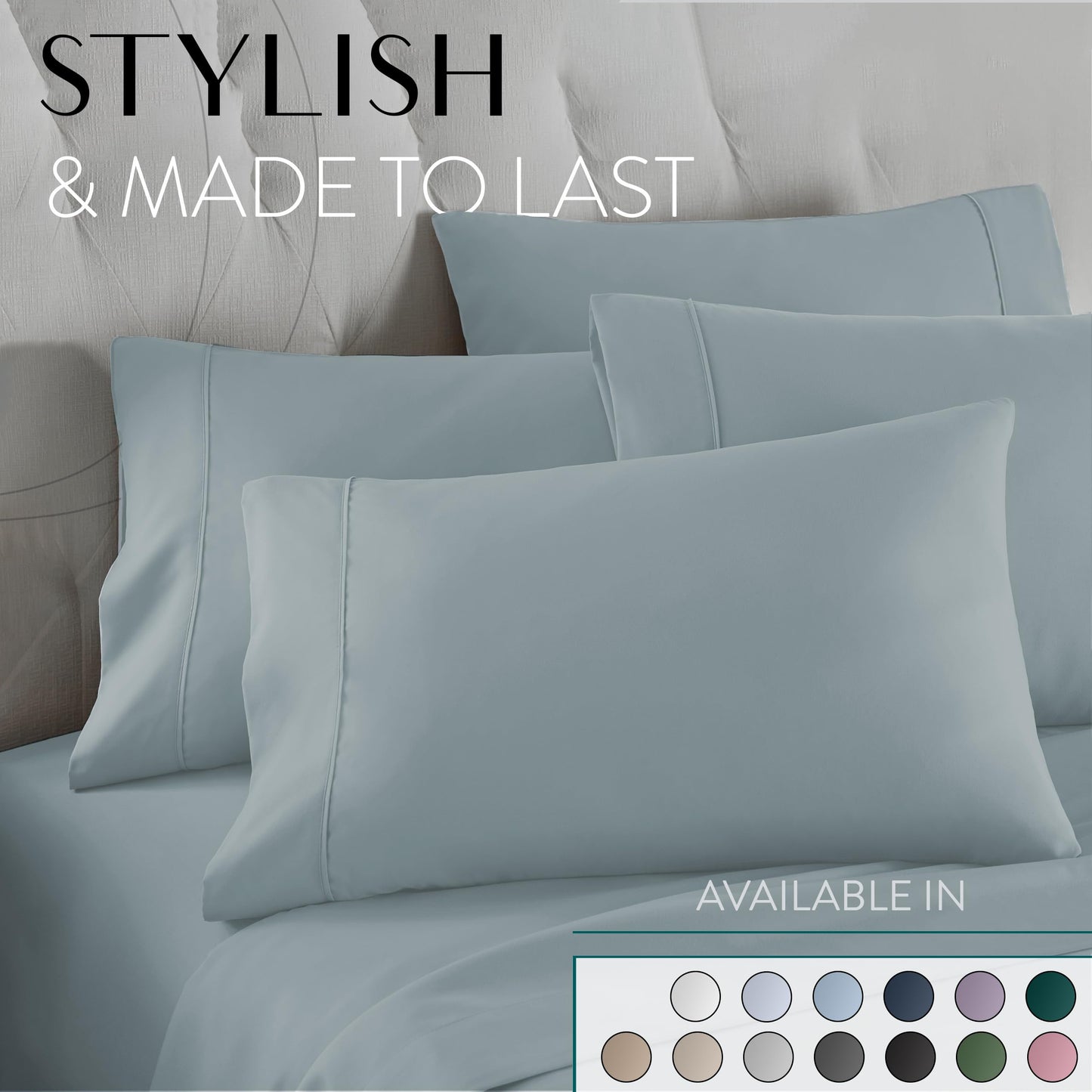 Danjor Linens Bed Sheet Set Queen Size for Hot Sleepers, Hotel Premium Sheets with 4 Pillowcases, Lightweight Brushed Microfiber Deep Pockets, Breathable Cooling 6 Piece Bedding Sets, Spa Blue