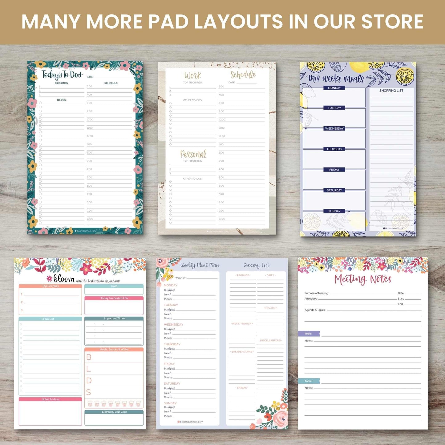 bloom daily planners Daily Planning System Tear Off to-Do Pad - Undated Checklist Notepad Organizer with Perforated Sheets - 6" x 9" (Floral Dots)