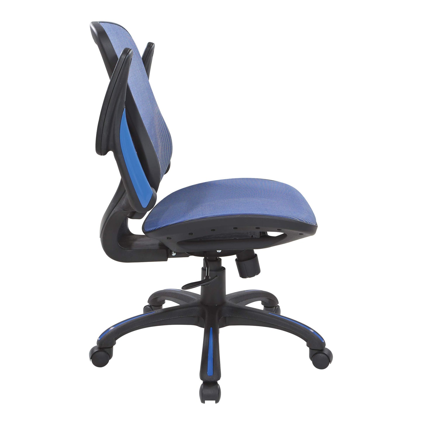 Office Star Riley Ventilated Manager's Office Desk Chair with Breathable Mesh Seat and Back, Black Base with Blue